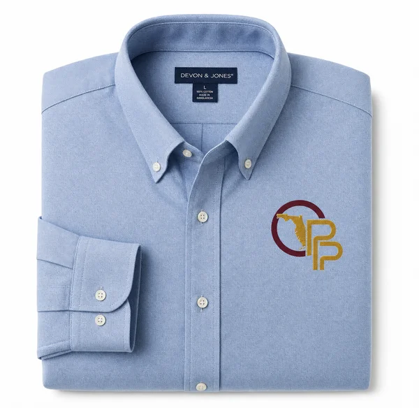 Light Blue Work Shirt, Charcoal Work Pants, Black Trucker Hat combo with custom embroidered Oberlin logo — HVAC / Plumbing Uniform Program, Oberlin Promotional Products
