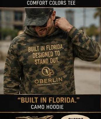 Camo performance hoodie with custom branding
