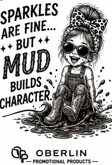 Sparkles Are Fine, but Mud Builds Character — Kids Tees, Oberlin Promotional Products