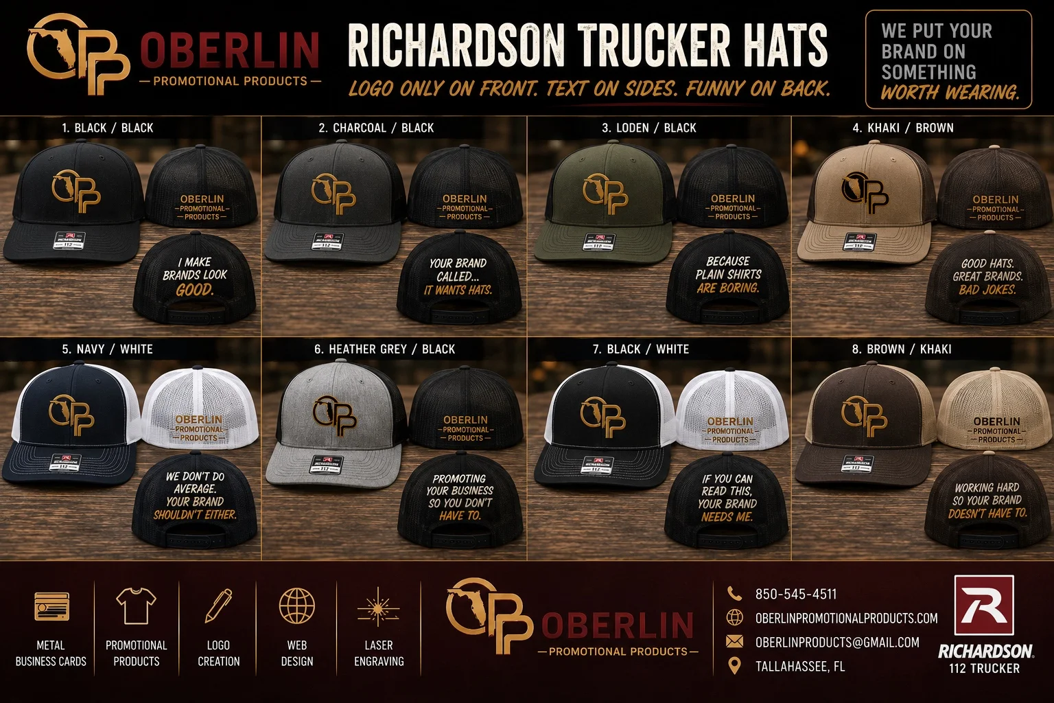 Richardson trucker hats with custom embroidered logo