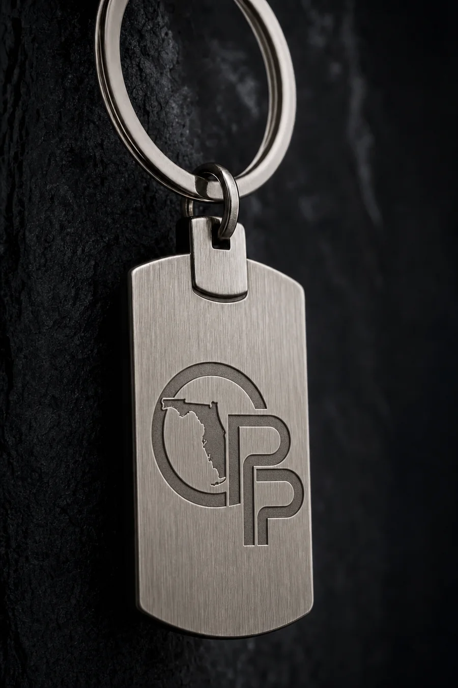 Engraved metal keychain