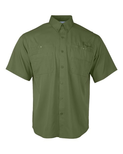 Olive Performance Tee, Khaki Work Pants, Black Trucker Hat combo with custom embroidered Oberlin logo — Landscaping / Outdoors Uniform Program, Oberlin Promotional Products